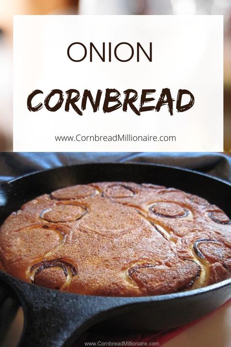 Onion Cornbread tastes like hushpuppies baked in a skillet. Crusty outside.  Moist and tender inside. Easy to make with simple ingredients. Onion Cornbread Recipe, Onion Cornbread, Iron Skillet Cornbread, Baked Onions, Classic Southern Recipes, Skillet Cornbread, Summer Sides, Corn Muffin Mix, Muffin Mix