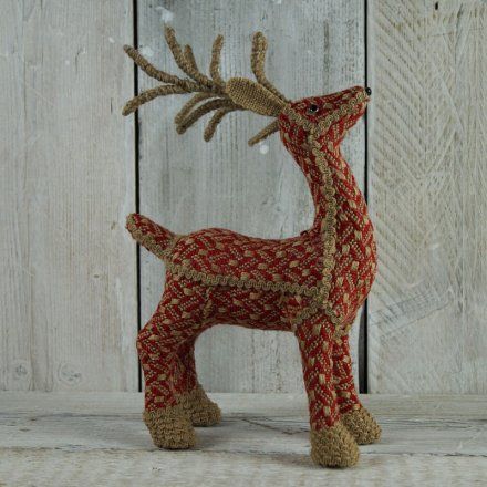 Standing Decorated Reindeer 29cm Standing Decorations, Fabric Reindeer, Reindeer Decoration, Red And Gold Christmas, Reindeer Decorations, Fabric Toys, Seasonal Decorations, Wholesale Gifts, Coron