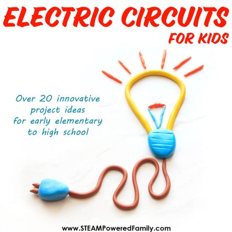 Simple electric circuits for kids including innovative experiments and STEM projects to learn about currents, circuits and electricity. Electricity is a vital and key part of our daily lives. It is all around us, everywhere we go, transforming everything we do. So it is important that kids are given a solid foundation in electrical engineering projects. Today we are learning how electrical circuits work with lots of innovative hands on project ideas. Visit STEAMPoweredFamily.com for details. Circuit Stem Projects, Simple Circuit Projects For Kids, Electric Circuit Projects Kids, Electric Circuits For Kids, Circuits For Kids, Workout For Gym, Stem Challenge Cards, Simple Electric Circuit, Paper Circuits Projects