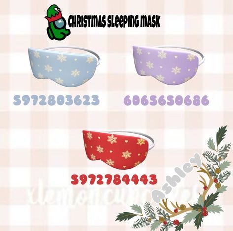 #bloxburg #roblox #Christmas #face masks #outfits ---------------------------- Btw the background is a decal that why there is a water mark on it, i hope you enjoyed the Christmas sleeping face masks and merry Christmas :D Bloxburg Outfit Codes Sleep Mask, Sleep Mask Codes For Berry Ave, Bloxburg Sleeping Face Codes, Sleep Mask Bloxburg Codes, Face Mask Bloxburg Codes, Bloxburg Sleeping Mask Code, Bloxburg Sleep Mask Code, Cute Bloxburg Face Codes, Pj Bloxburg Codes