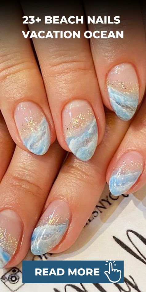 Free Beginners Guide to Summer Nail Projects Maldives Nails Design, Beach Ombre Nails, Vacation Nail Inspo 2024, Cancun Nails Vacations, Tropical Vacation Nails Beach, Short Beach Nails, Vacation Nails Beach Mexico, Beach Nails Vacation Ocean, Beach Nails Vacation