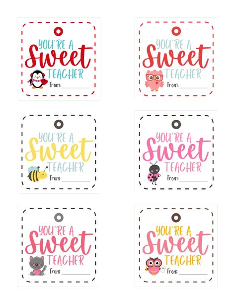 Teacher Appreciation Tags Free Printable Chocolate, Thanks For A Sweet Year Printable Free, Sweet Teacher Printable, Teacher Appreciation Candy Sayings Printable Tags Free, Gift Tags Ideas, Tea Gift Tags, Teacher Valentine Cards, Teacher Thank You Notes, Chalkboard Gift Tags