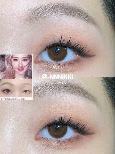 Asian Makeup Monolid, Monolid Eyeliner, Makeup Layout, Monolid Eye Makeup, Monolid Makeup, Asian Makeup Tutorials, Nose Makeup, Makeup Pictorial, Subtle Makeup