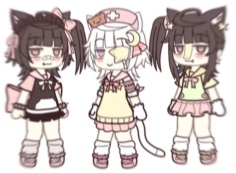 Gacha Life Hello Kitty Oc, Hello Kitty In Gacha Club, Three Person Art Reference, Kawaiicore Gacha Outfit, Good Gacha Life Ocs, Gacha Club Outfit Kawaii, Cutecore Gacha Outfits, Gacha Brat Outfits, Cutecore Gacha Life Oc