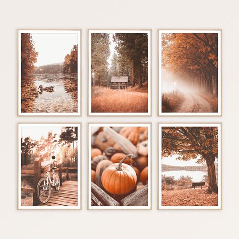 Fall Print Set of 6 Wall Art Autumn Gallery Wall Set Farmhouse - Etsy Seasonal Wall Art, Modern Fall Art, Autumn Gallery Wall, Fall Prints Artwork, Living Room Fall Decor Ideas, Autumn Prints, Farmhouse Prints, Art Thanksgiving, Poster Landscape