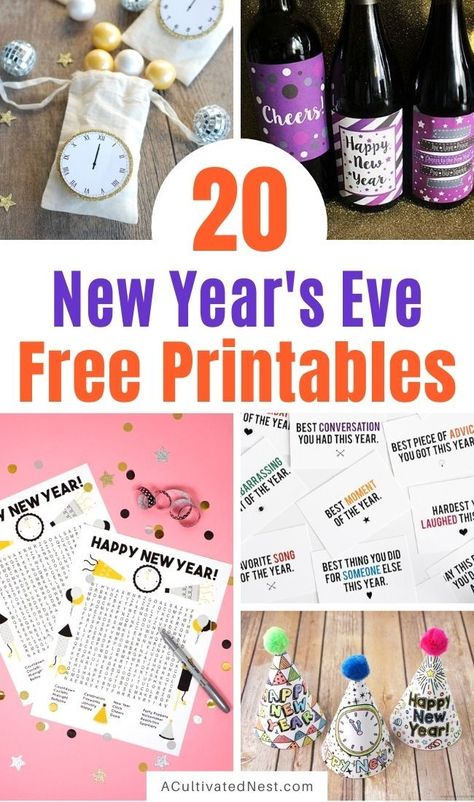 New Years Free Printables, New Year’s Eve Printables, New Years Printables, New Year Home Decor Ideas, Nye Party Games, New Years Ideas, New Year Ideas, Ideas New Year, New Year Home Decor