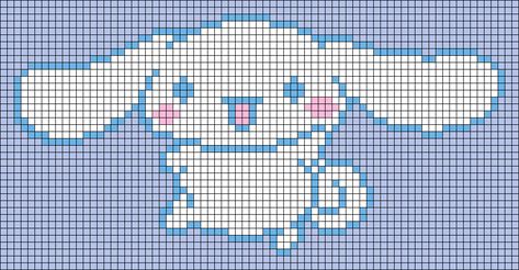 Cinnamoroll Cross Stitch Pattern, Sanrio Knitting Pattern, Cinnamoroll Grid Pattern, Sanrio Alpha Pattern, Cinnamoroll Perler, Cinnamoroll Crochet Pattern, Cinnamon Roll Sanrio, Sanrio Pattern, Pixelated Art