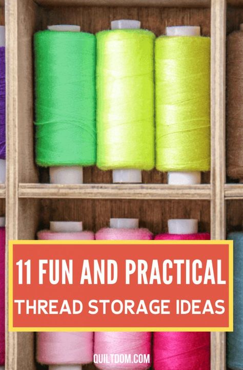 Do you want to organize your threads but can't find any idea how? Check this post and see some DIY thread storage ideas as well as those available in the market. Thread Storage Ideas, Free Baby Quilt Patterns, Handmade Quilts For Sale, Quilting Machines, Thread Organization, Sewing Machine Quilting, Thread Storage, Baby Quilt Patterns, Thread Spools