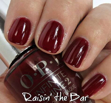 OPI Raisin' the Bar Infinite Shine Nail Polish Swatches Ruby Red Nail Polish, Opi Raisin The Bar, Opi Blue Nail Polish, Manicure Gel Polish, Nail Polish Red, Nail Polish Pink, Indian Nails, Dip Nail Colors, Sky Blue Nails