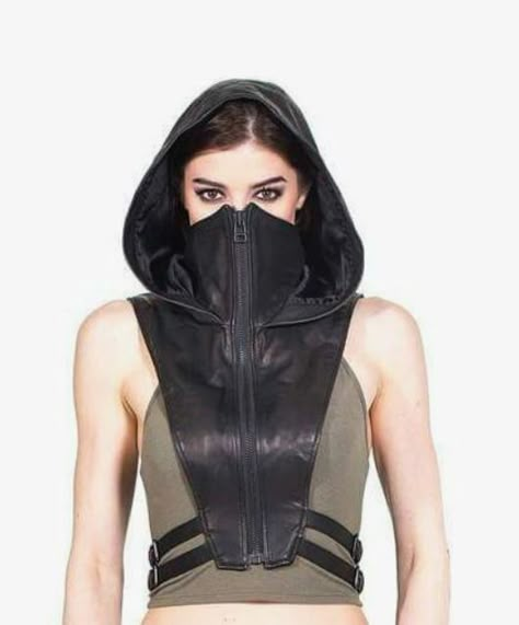 Futuristic Fashion Women Dresses, Sci Fi Fashion Women, Scifi Fashion, Futuristic Clothing, Post Apocalyptic Fashion, Hooded Crop Top, Burning Man Fashion, Look Festival, Sci Fi Fashion