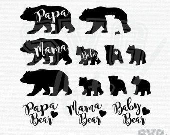 Papa Bear Svg, Mama Bear Svg, Sister Bear, Family Decals, Bear Svg, Bear Tattoos, Bear Tattoo, Papa Bear, Tattoos For Daughters