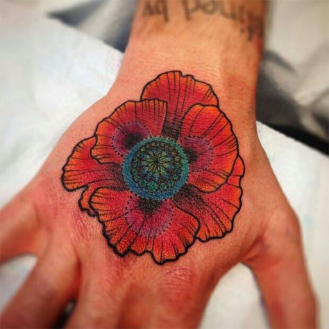 Katy Shocrylas, artist out of Vancouver , Canada.  So worth the trip! Poppy Flower Tattoo Small, Red Flower Tattoos, Poppy Flower Tattoo, Poppy Tattoo, Flower Wrist Tattoos, Poppies Tattoo, Flower Tattoo Shoulder, Tattoo Designs And Meanings, Hand Tattoo