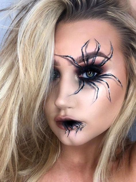 Spider Makeup, Makeup Clown, Halloween Make-up Looks, Halloweenský Makeup, Creepy Halloween Makeup, Cute Halloween Makeup, Creepy Spider, Halloween Makeup Pretty, Cool Halloween Makeup