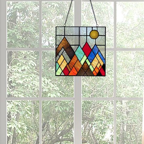 Andover Mills™ Beyond The Mountain Tops Multicolored Window Panel & Reviews | Wayfair Stained Glass Window Panel, Stained Glass Diy, Stained Glass Panels, Stained Glass Ideas, Stained Glass Window, Window Panels, Mountain Top, Stain Glass, Glass Ideas