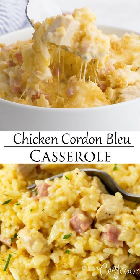 Pineapple Rice, Cordon Blue, Cordon Bleu Casserole, Pasta Cheese, Chicken Cordon Bleu Casserole, French Recipe, Leftover Ham Recipes, Chicken Appetizers, Creamy Rice