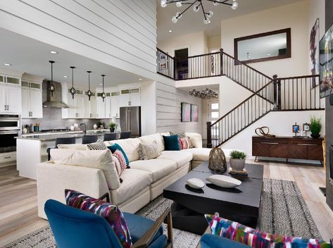 Montaine - Point Collection | The Lathrop Home Design Small High Ceiling Living Room, Ceiling Living Room Modern, High Ceiling Living Room Modern, Double Island, High Ceiling Living Room, Small Living Room Decor, Island Kitchen, Modern Houses Interior, Living Room Collections