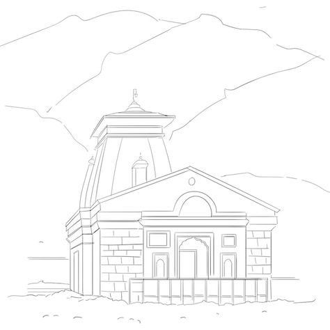 Free hand drawn kedarnath temple vector | Premium Vector #Freepik #vector #temple #vector #lord #hand-drawn Kedarnath Temple Painting Easy, Mandir Drawing Easy, Kedarnath Temple Tattoo Design, Kedarnath Pencil Sketch, Kedarnath Mandir Drawing, Temple Sketches Indian Easy, Kedarnath Temple Drawing Easy, Kedarnath Drawing Sketch, Kedarnath Temple Mandala Art