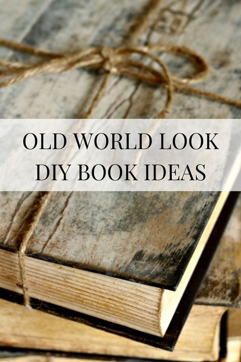 How to DIY Old books to create gorgeous new decor using DIY Paint Reuse Books Diy, Crafting With Old Books, How To Age Books, Repurposing Old Books, How To Make A Book Look Old, How To Make Books Look Old, Diy Book Covers Ideas, Diy Vintage Book Cover, Diy Old Books Crafts