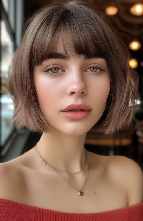 Classic French Bob with Blunt Bangs Fall Haircut, Classic French Bob, Butterfly Hairstyle, Haircut Ideas Brown Hair, Twist Box Braids, Short Hair 40, Ideas Haircut, Hair Dye Ideas, French Bob