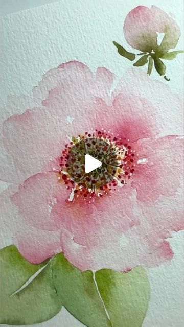 Wild Rose Watercolor Painting, Watercolor And Ink Flowers, Mini Watercolor Paintings, Painting Cards, Beginning Watercolor, Loose Watercolor Paintings, Easy Flowers, Watercolor Flowers Tutorial, Watercolor Paintings For Beginners