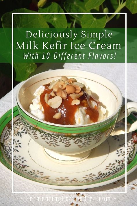 Tea cup with ice cream. Kefir Ice Cream Recipes, Ice Smoothie Recipes, Kefir Ice Cream, Milk Kefir Recipes, Different Ice Cream Flavors, Coconut Milk Dessert, Fruity Ice Cream, Kefir Milk, Coconut Ice Cream Recipes