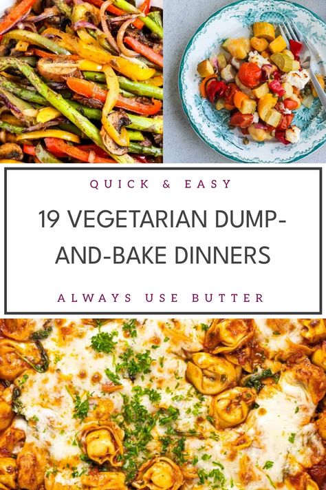 Looking for some easy vegetarian meals to save time in the kitchen? These dump-and-bake dinners are the perfect solution! Skip the hassle and enjoy delicious and nutritious easy vegetarian dinners that come together with minimal effort. From casseroles to one-pan bakes, these recipes make meal prep a breeze. Try out these no-fuss dishes for a stress-free cooking experience any night of the week. Oven Meals Vegetarian, Vegitaren Dinners, Easy Family Vegetarian Dinners, Quick Recipes For Dinner Vegetarian, Oven Dinner Recipes Vegetarian, Family Vegetarian Dinners, Quick Meatless Meals, Easy Vegetarian Main Dishes, Dump And Bake Vegetarian Casseroles