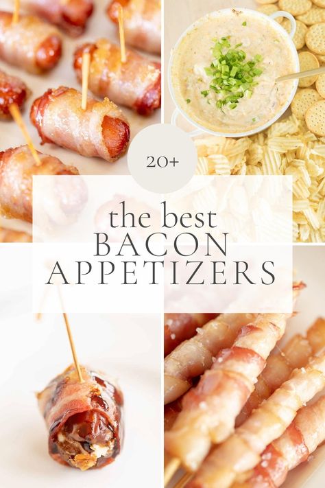 20 of the BEST Bacon Appetizers | Julie Blanner Super Bowl Games To Play, Bacon Dips, Bacon Appetizer Recipes, Appetizers With Bacon, Bacon Appetizers Easy, Super Bowl Games, Best Stuffed Mushrooms, Recipes Dips, Bacon Recipes Appetizers