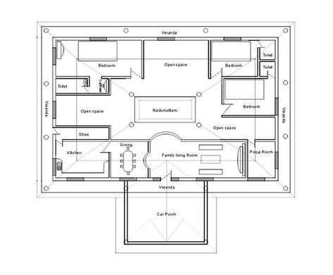 House Plan Id-21735, 3 Bedrooms, 5496+2038 Bricks And 94 Corrugates In E3E South Indian House Design, Traditional Indian Houses, Small House Design Kerala, Chettinad House, Kerala Traditional House, 8 House, Modern House Floor Plans, Indian House Plans, Indian House