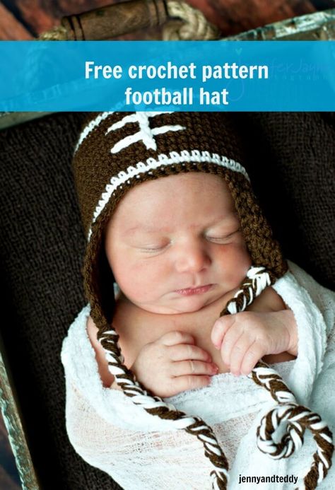 Crochet Football Hat Free Pattern, Crochet Football Beanie, Crochet Football Hat, Crochet Football, Crochet Fish, Football Baby, Hat Patterns, Single Crochet Stitch, Beanie Pattern