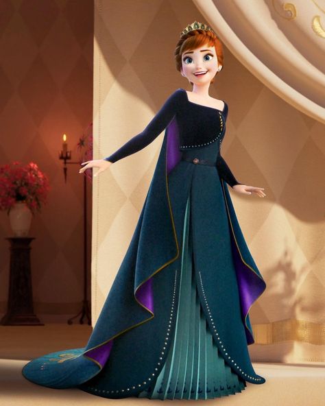 Anna, Queen of Arendelle in Frozen II (2019) Anna Dress Frozen, Princess Anna Frozen, Rapunzel Costume, Frozen Sisters, Frozen Queen, Disney Cuties, Frozen Wallpaper, Anna Disney, Disney Queens