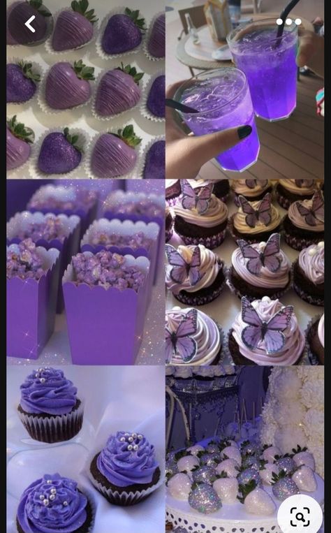 Quncie Ideas Purple, Purple Bday Aesthetic, Purple Picnic Food, Bday Cakes Aesthetic Purple, Euphoria Theme Food, Purple Snack Ideas, Purple Wedding Food, Lavender Aesthetic Birthday, Purple Themed Party Food