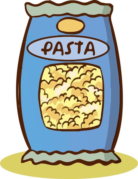 Pasta and Italian macaroni food package Vector Pasta Drawing Easy, Pasta Cartoon, Pasta Icon, Pasta Clipart, Pasta Drawing, Fusili Pasta, Pasta Images, Package Food, Pasta Box