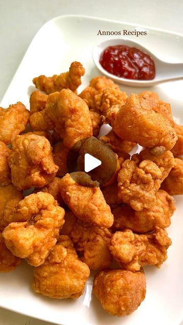 Annoos Recipes on Instagram: "Chicken Popcorn 🐓❤️/ Popcorn Chicken 
.
.
❌❌ No Repost ❌❌
.

.
To marinate :

Boneless chicken-500 gms
Chilli powder-1 tbsp
Ginger garlic paste- 1/2 tbsp
Salt to taste
Soy sauce-1 tbsp
Lemon juice-1 tsp
Milk -1/4 cup

Egg -1

For coating:

All purpose flour -1 cup
Corn flour -1/2 cup
Garlic powder-1 tsp
Red chilli powder-1/2 tbsp
Salt to taste 

Cold water
Oil for frying

Marinate chicken for at least 2 hours.
Just before frying add one beaten egg .

Prepare coating.
Dip the chicken pieces in coating mixture and then in cold water , then again coat them well in the flour. Deep fry on medium heat till its golden and crispy.
Serve hot.

.
@annoosrecipes 

.
#chickenpopcorn #popcornchicken #kfcchickenpopcorn #popcorn #chickenrecipes #kidsspecial #food #reels #fo Chicken Pops Recipe, Chicken Popcorn Recipe, Chicken Popcorn, Chicken Pop, Popcorn Chicken Recipe, Marinate Chicken, Food Reels, Making Fried Chicken, Egg Replacement