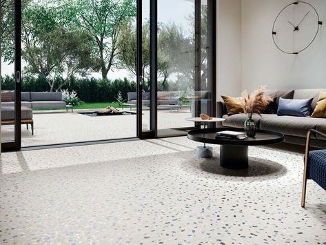 The appeal of terrazzo tiles in interior design shows no signs of slowing down. These beautiful Soprano Tiles combine smooth white stone with sparse coloured speckles, proving neutral does not have to be boring! #EasyBathrooms #Tiles #tileaddiction #floortiles #walltiles #tilelove #tilecrush #luxurysurfaces #showertile #bathroominspo #bathroomstyling #bathoomdesign #bathroomstyle #Tileinspo Brick Ceramic Tile, Matt Tiles, Easy Tile, Terrazzo Floor, Terrace Floor, Rectangle Tiles, Garden Tiles, Brick Tile, Victorian Tiles