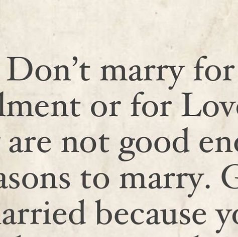 Amit | Meditations on Self-awareness on Instagram: "Marriage is an institution which began when society could arrange it. When society is arranging you to get married the society must control for factors such as education, wealth, ability to survive etc. 

Which made expectations necessary. Which makes demands primary. Which made marriage itself a transaction.

It is arranged therefore you both better do as was promised, as fulfill each others needs.

As society evolves this structure breaks down because this sort of exploitation of another for your own gain doesn’t fit anymore.

People don’t want to marry because it feels like a burden of wants and chains from another. 

Let go of those ideas. Focus on self awareness and inner peace.

Then marriage can be enjoyed too because it is no long Not Getting Married Quotes, Getting Married Quotes, Life Quotations, Focus On Self, Happy Marriage Quotes, Married Quotes, A Burden, Emotional Strength, Inner Guidance