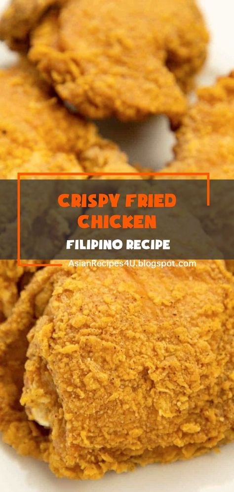 Tasty and delicious. This Filipino crispy fried chicken is one of our family favorites. Fish sauce adds flavor to this awesome dish. #Filipino #Recipes #Chicken Jollibee Fried Chicken Recipe, Chicken Filipino Recipe Dishes, Fried Chicken Breading Recipe, Jollibee Fried Chicken, Filipino Fried Chicken Recipe, Filipino Recipes Chicken, Filipino Fried Chicken, Filipino Chicken Recipes, Chicken Recipes Pinoy