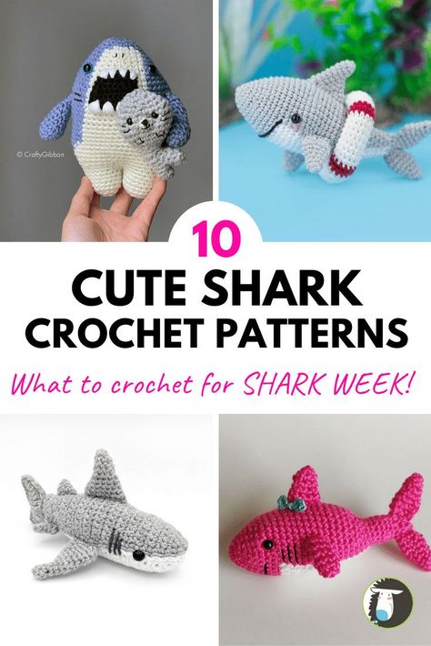 10 Cute and Cuddly Sharks to Crochet for Kids - If you wonder what to crochet for your kids or grand children…knit them sharks! I don’t know too many kids who wouldn’t LOVE to receive a chompy yet cuddly friend from mom or grandma.I’ve rounded up 10 shark stuffed animals for you to make - be sure to check out my favorite, #8. It’s a MEGA SHARK MONSTER TRUCK pattern.It’s going to be a fin-tastic week of crocheting! How To Crochet A Shark, Amigurumi Shark Free Pattern, Baby Shark Amigurumi Free Pattern, Free Shark Crochet Pattern, Crochet Shark Amigurumi, Crochet Shark Free Pattern, Baby Shark Crochet Pattern Free, Free Crochet Shark Pattern, Crochet Baby Shark Amigurumi