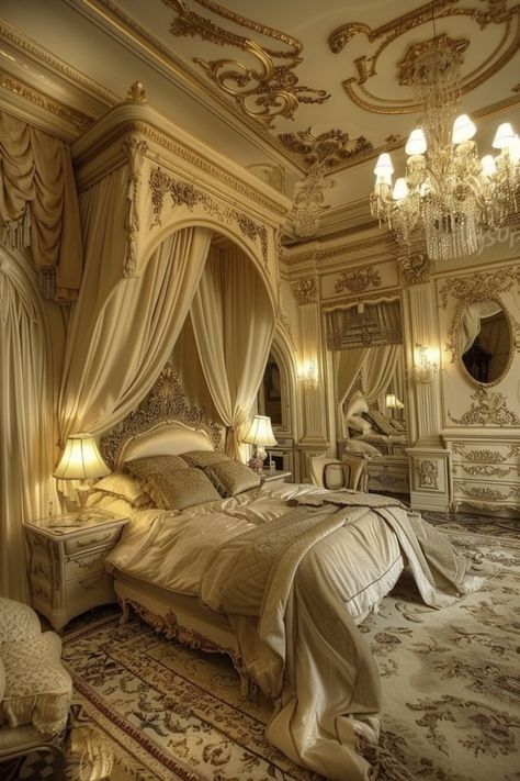 Victorian Rooms Bedrooms, Italian Bedroom Aesthetic, Bedroom Inspirations Vintage, Bed Peace, Cottage House Interior, Royal Bedroom, Paris Rooms, Fantasy Bedroom, Luxe Bedroom