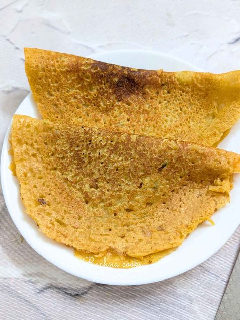 Red Lentil Pancakes - Rachna cooks Red Lentil Pancakes, Lentil Pancakes, Dal Chilla, Moong Dal Chilla, Vegetarian Rice Dishes, Vegan Omelette, Rice Pancakes, Rava Dosa, Idli Recipe