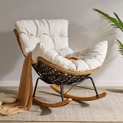 Issiah Rocking Chair Rocking Chair Wood, Comfy Furniture, Rattan Rocking Chair, Wood Rocking Chair, Cozy Dog Bed, Sun Porch, Chair Wood, Nursery Furniture Sets, Painted Chairs