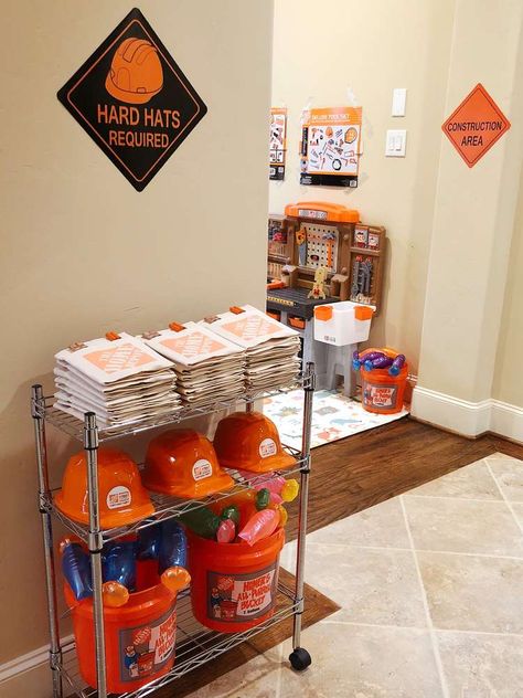 Home Depot Party Ideas, Home Depot Birthday Party Ideas, Handyman Birthday Party Ideas, Tool Centerpiece Ideas, Home Depot Party Theme, Home Depot Themed Birthday Party, Handyman Hal Birthday Party, Home Depot Birthday Party, Handyman Birthday Party