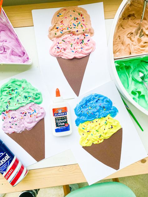 Puffy Paint Ice Cream, Letter I Crafts, Fire Crafts, Ice Cream Crafts, Red Cupcakes, Fun Summer Crafts, Big Energy, Insect Crafts, Spider Crafts