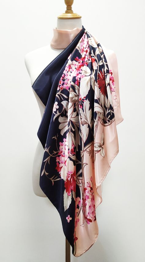 Oxford Blue and Pale Pink Flowers Pattern Scarf Photography Ideas At Home, Fabric Styling Photography, Scarf Photoshoot Ideas At Home, Scarf Photography Ideas Products, Scarves Photography, Scarf Design Ideas, Scarf Photoshoot, Bridal Updo Hairstyles, Scarf Fashion Photography