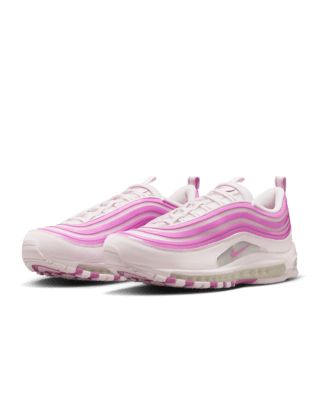 Sleek. Stylish. Simple. The Air Max 97's water-inspired design flows whether you're out for a run or a night on the town. Visible Air cushioning lets you ride in performance comfort, while UV blacklight ink on the upper makes these a staple for day and night. Shown: Pink Foam/Pink Foam/Playful Pink Style: FJ2588-600 Air Max 97s, Pink Style, Nike Air Max 97, Day And Night, Pink Fashion, Air Max, Nike Air Max, Nike Air, Men's Shoes