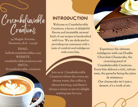 Brochure for Restaurants and Cafes! Coffee Brochure Design Ideas, Coffee Shop Brochure, Cafe Brochure, Coffee Brochure, Brunch Cafe, Craft From Waste Material, Brochure Ideas, Brochure Design Layout, Trifold Brochure Design