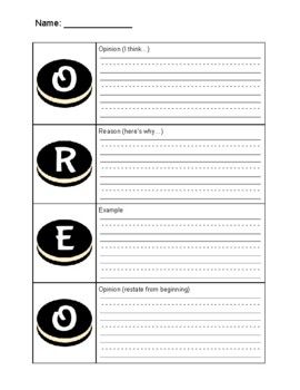 Oreo Writing Template, Oreo Opinion Writing, Oreo Writing, Opinion Writing Graphic Organizer, Er Ir Ur, Writing Template, Opinion Writing, Writing Templates, Graphic Organizer