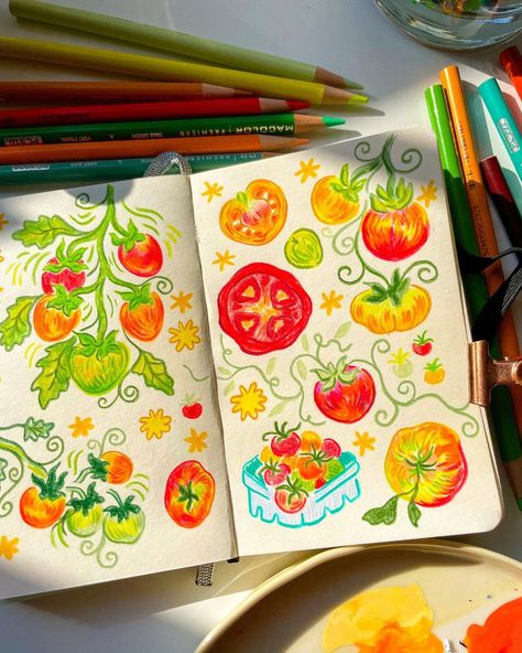 Colorful Aesthetic Drawings, Rachel Yumi Chung, Colores Pencil Drawings, Pencil Color Drawing Easy Aesthetic, Yumi In Color, Funky Colorful Art, Marker And Colored Pencil Art, Color Pencil Sketches Sketchbooks, Sketchbook Colored Pencil