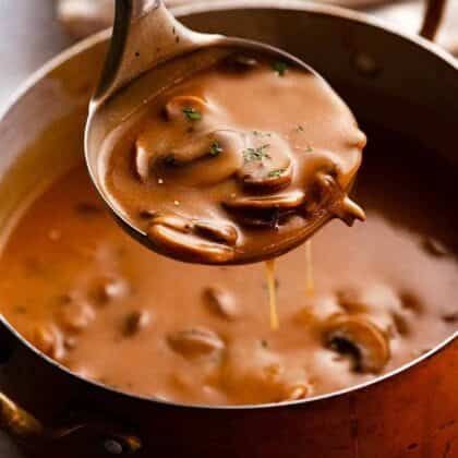 Recipe For Brown Gravy, Mushroom Brown Gravy, Gravy Mushroom, Brown Gravy Recipe, Breaded Mushrooms, Mushroom Gravy Recipe, Mushroom Brown, Recipe Tin, Recipetin Eats