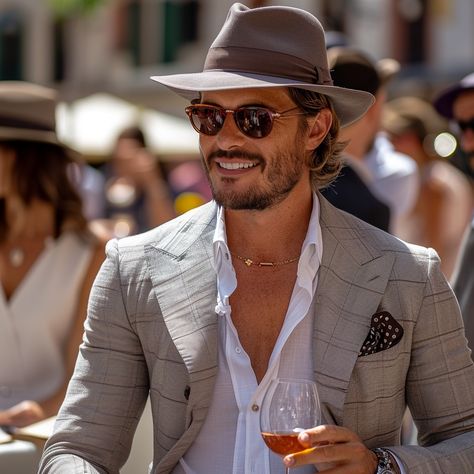 Mens Fashion Blazer, Straw Fedora, Man Fashion, Grey Beige, Men's Apparel, Luxury Style, Summer Heat, Classic Man, Gnocchi