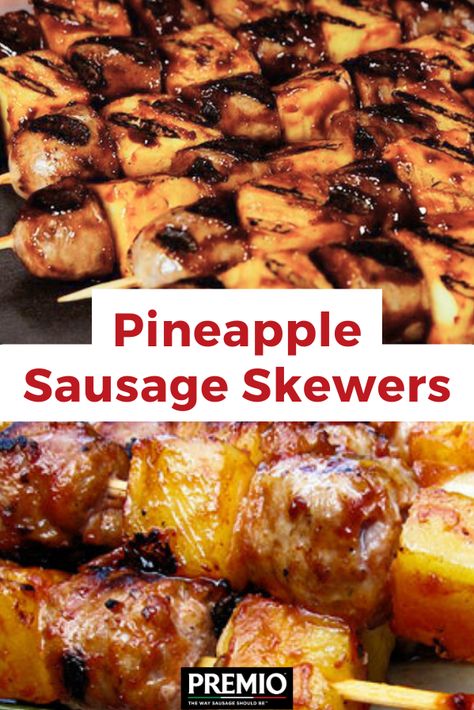 Looking for the perfect addition to your summer cookouts? Try our kid-friendly Pineapple Sausage Skewers that can be made in 30 minutes or less! This recipe combines the sweetness of juicy pineapple with our delicious Sweet Italian Sausage, creating a flavor-bursting combo! #SummerCookoutFood #KidFriendlyMeals #EasyMeals Pineapple Sausage Skewers, Pineapple Sausage, Sausage Skewers, Sausage Kabobs, Sausage Recipes For Dinner, Sausage Dishes, Pellet Grill Recipes, Kabob Recipes, Skewer Recipes